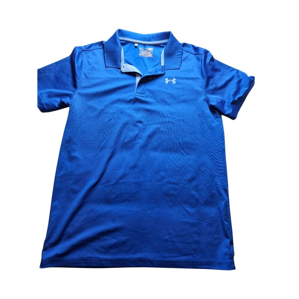 Under Armour Boys HeatGear Polo Shirt Royal Blue Loose Fit Short Sleeve YXL
